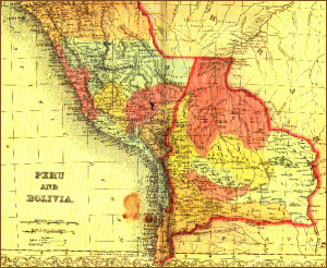 Mapa de Perú y Bolivia. Charles Desinh, 1856